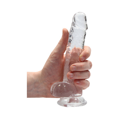 SHOTS - REALROCK CRYSTAL CLEAR REALISTIC 7 IN. DILDO WITH BALLS AND SUCTION CUP TURQUOISE
