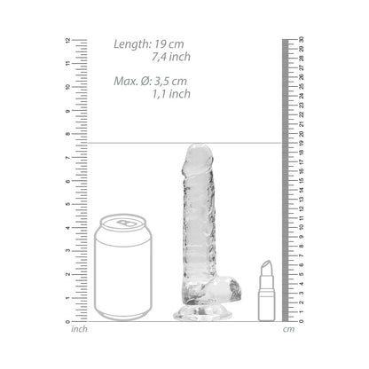 SHOTS - REALROCK CRYSTAL CLEAR REALISTIC 7 IN. DILDO WITH BALLS AND SUCTION CUP CLEAR