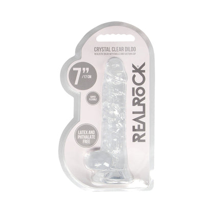 REALROCK CRYSTAL CLEAR REALISTIC 7 IN. DILDO WITH BALLS AND SUCTION CUP CLEAR