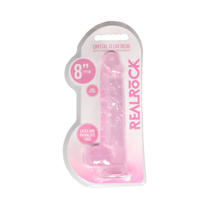 REALROCK CRYSTAL CLEAR REALISTIC 8 IN. DILDO WITH BALLS AND SUCTION CUP PINK