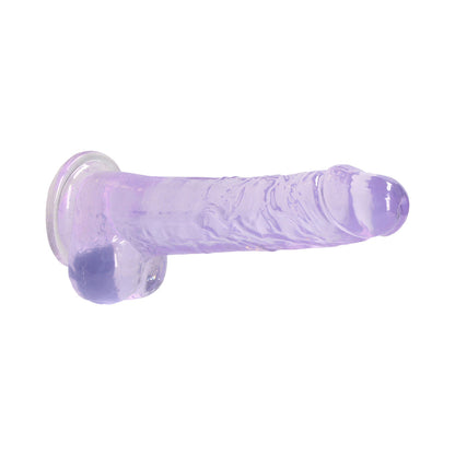REALROCK CRYSTAL CLEAR REALISTIC 8 IN. DILDO WITH BALLS AND SUCTION CUP PURPLE