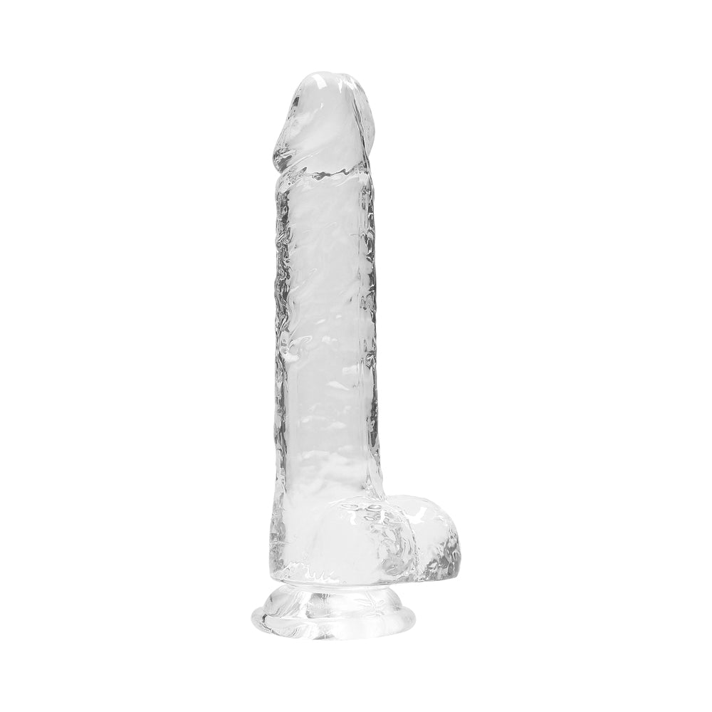 SHOTS - REALROCK CRYSTAL CLEAR REALISTIC 8 IN. DILDO WITH BALLS AND SUCTION CUP CLEAR