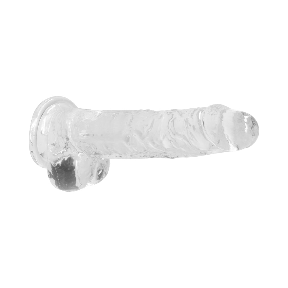 SHOTS - REALROCK CRYSTAL CLEAR REALISTIC 8 IN. DILDO WITH BALLS AND SUCTION CUP PINK