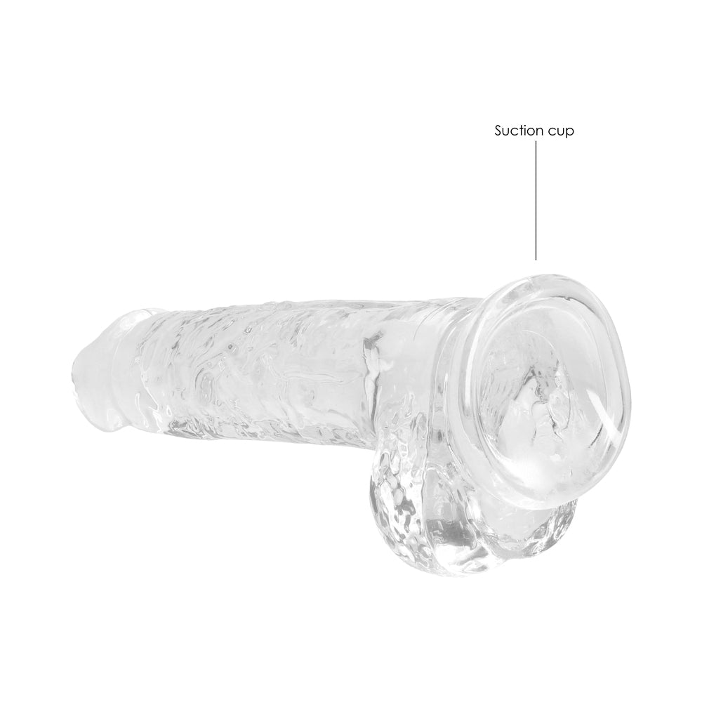 SHOTS - REALROCK CRYSTAL CLEAR REALISTIC 8 IN. DILDO WITH BALLS AND SUCTION CUP PINK