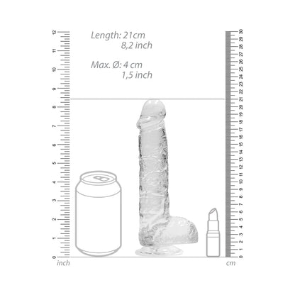 SHOTS - REALROCK CRYSTAL CLEAR REALISTIC 8 IN. DILDO WITH BALLS AND SUCTION CUP CLEAR