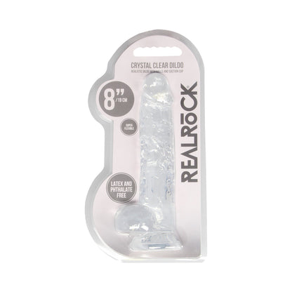 REALROCK CRYSTAL CLEAR REALISTIC 8 IN. DILDO WITH BALLS AND SUCTION CUP CLEAR