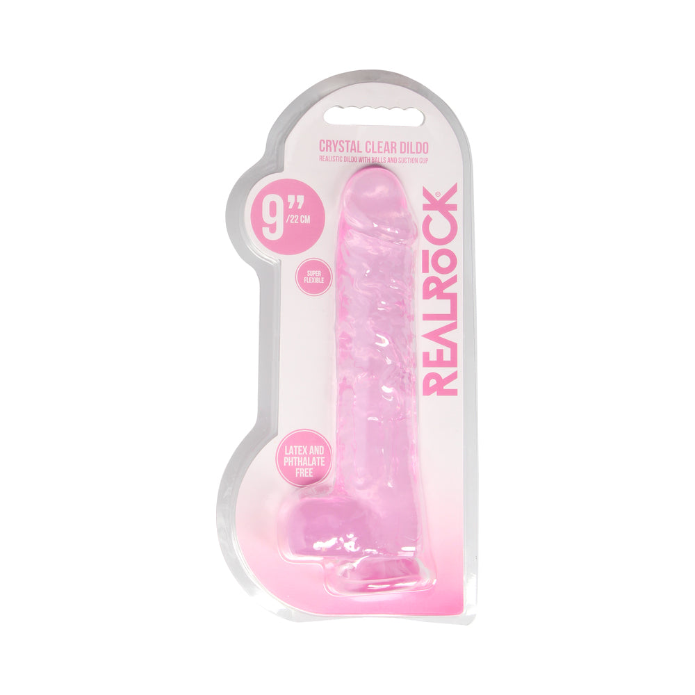 SHOTS - REALROCK CRYSTAL REALISTIC 9 IN. DILDO WITH BALLS AND