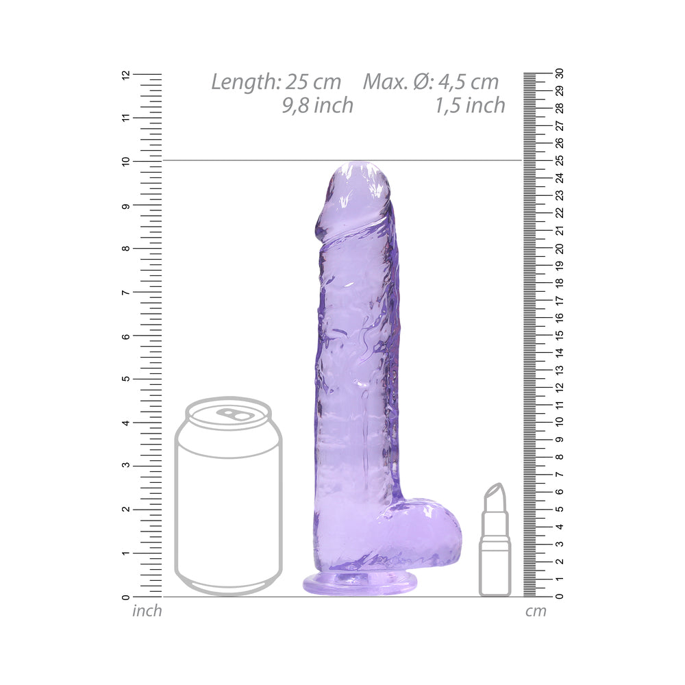 SHOTS - REALROCK CRYSTAL CLEAR REALISTIC 9 IN. DILDO WITH BALLS AND SUCTION CUP PINK