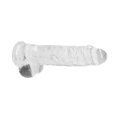 SHOTS - REALROCK CRYSTAL CLEAR REALISTIC 9 IN. DILDO WITH BALLS AND SUCTION CUP PURPLE