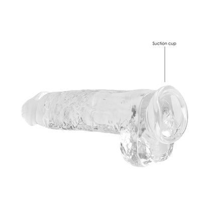 SHOTS - REALROCK CRYSTAL CLEAR REALISTIC 9 IN. DILDO WITH BALLS AND SUCTION CUP PINK