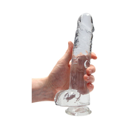 SHOTS - REALROCK CRYSTAL CLEAR REALISTIC 9 IN. DILDO WITH BALLS AND SUCTION CUP CLEAR