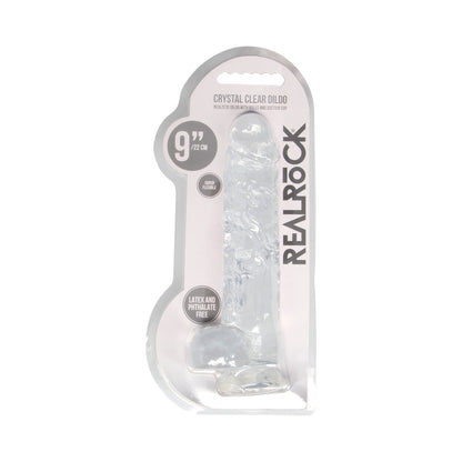 REALROCK CRYSTAL CLEAR REALISTIC 9 IN. DILDO WITH BALLS AND SUCTION CUP CLEAR