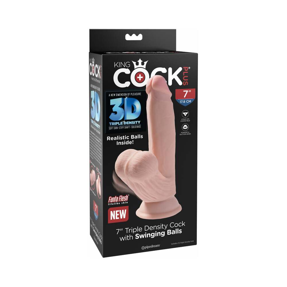 KING COCK - PLUS 3D DILDO SWINGING BALLS 15.2 CM LIGHT SKIN