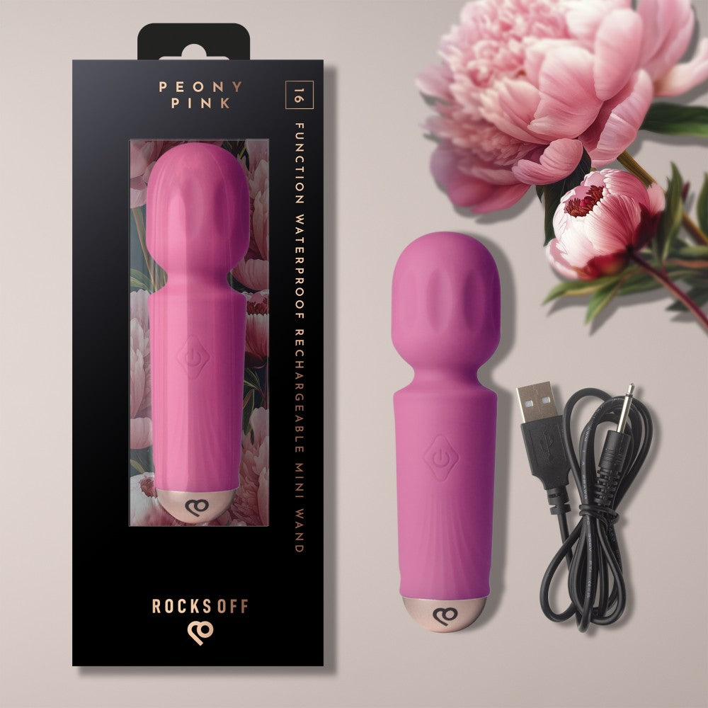 ROCKS-OFF - RECHARGEABLE MINI WAND - PEONY PINK