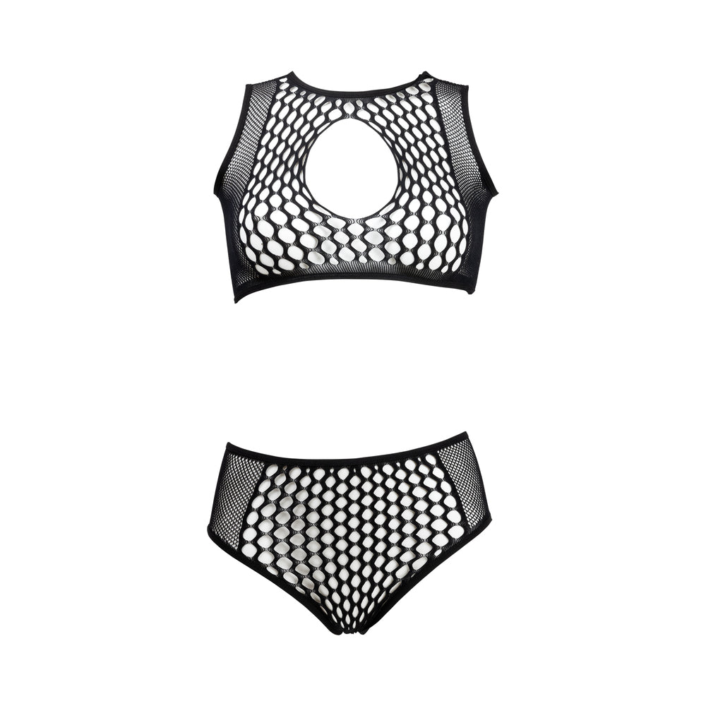 LE DESIR DUO KEY HOLE BRA SET BLACK O/S