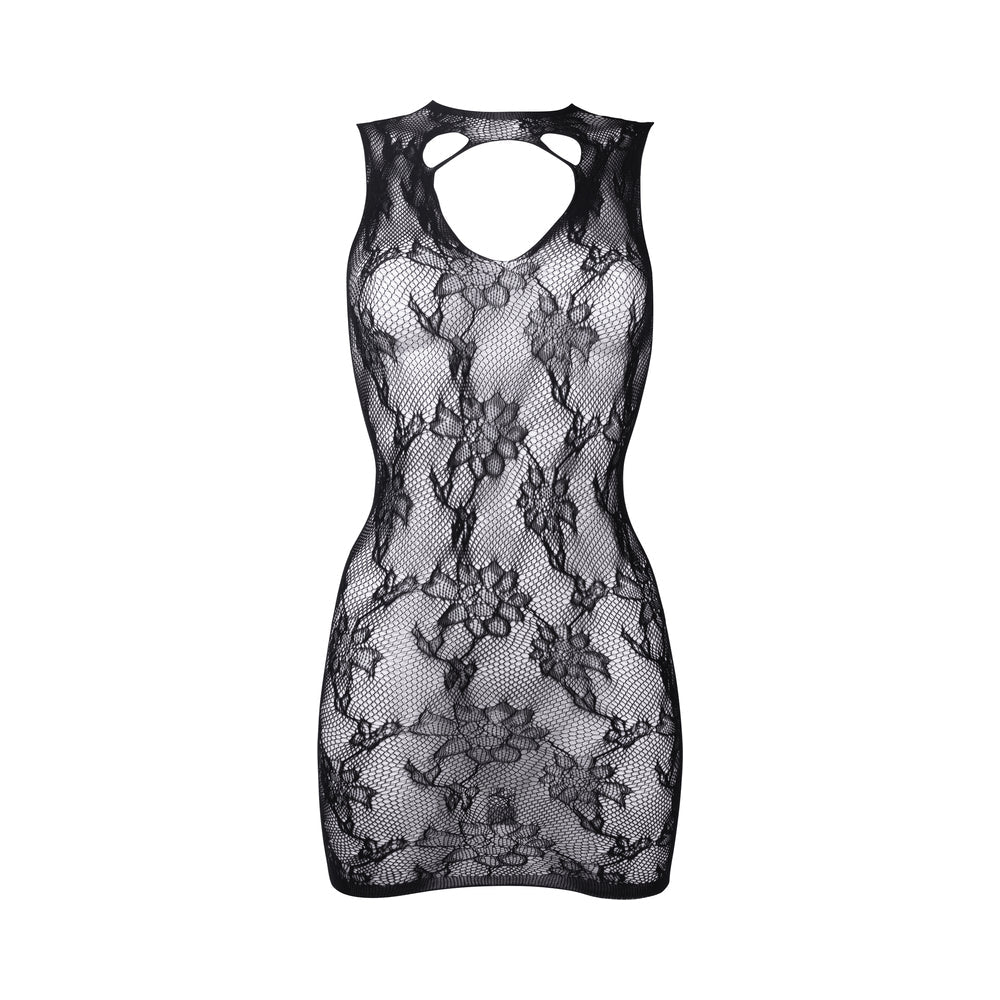 LE DESIR HIGH NECK LACE MINI DRESS BLACK O/S