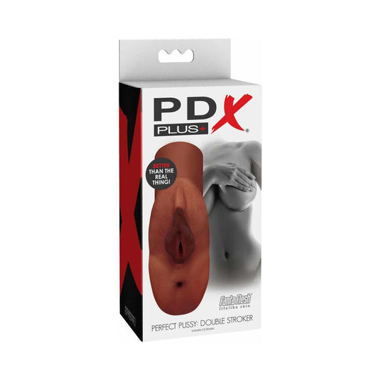 PDX PLUS - PERFECT PUSSY DOUBLE STROKER VAGINA AND ANUS MASTURBATOR BROWN