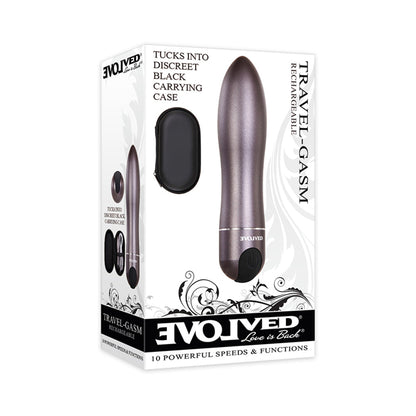 EVOLVED - TRAVEL-GASM RECHARGEABLE METAL BULLET VIBRATOR WITH CARRYING CASE GUNMETAL