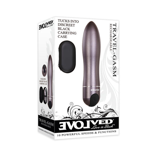 EVOLVED - VIBRADOR BALA DE METAL RECARGABLE TRAVEL-GASM CON ESTUCHE DE TRANSPORTE COLOR BRONCE DE CAÑÓN