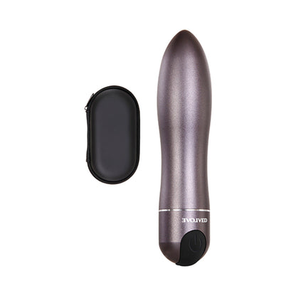 EVOLVED - TRAVEL-GASM RECHARGEABLE METAL BULLET VIBRATOR WITH CARRYING CASE GUNMETAL