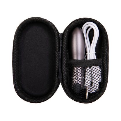 EVOLVED - TRAVEL-GASM RECHARGEABLE METAL BULLET VIBRATOR WITH CARRYING CASE GUNMETAL