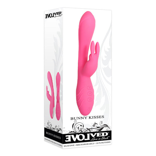 EVOLVED BUNNY KISSES RECHARGEABLE SILICONE RABBIT VIBRATOR PINK
