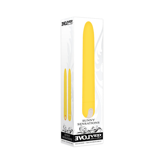 EVOLVED - VIBRADOR RECARGABLE DE SILICONA DELGADA SUNNY SENSATIONS AMARILLO