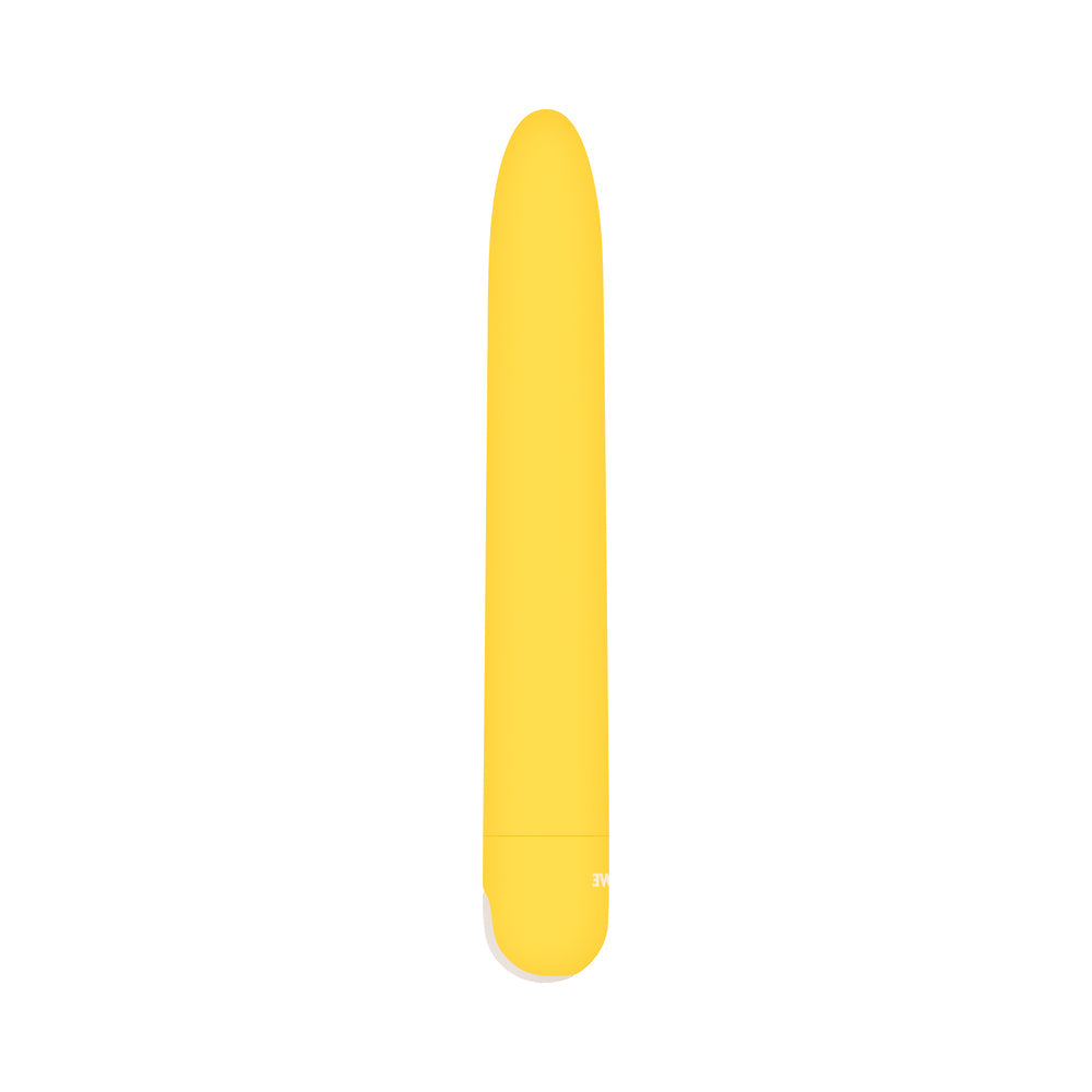 EVOLVED - SUNNY SENSATIONS RECHARGEABLE SILICONE SLI MLINE VIBRATOR YELLOW
