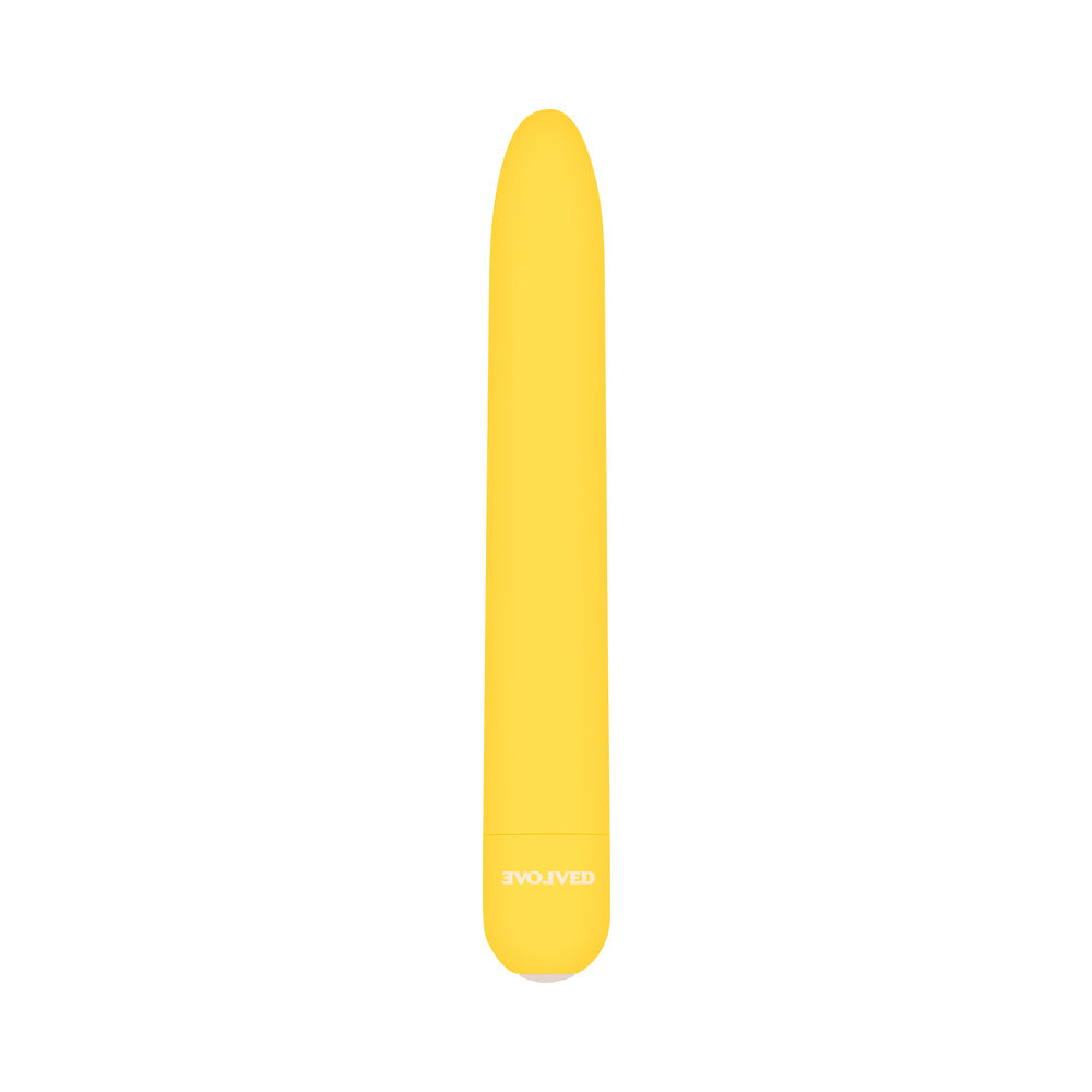 EVOLVED - SUNNY SENSATIONS RECHARGEABLE SILICONE SLI MLINE VIBRATOR YELLOW