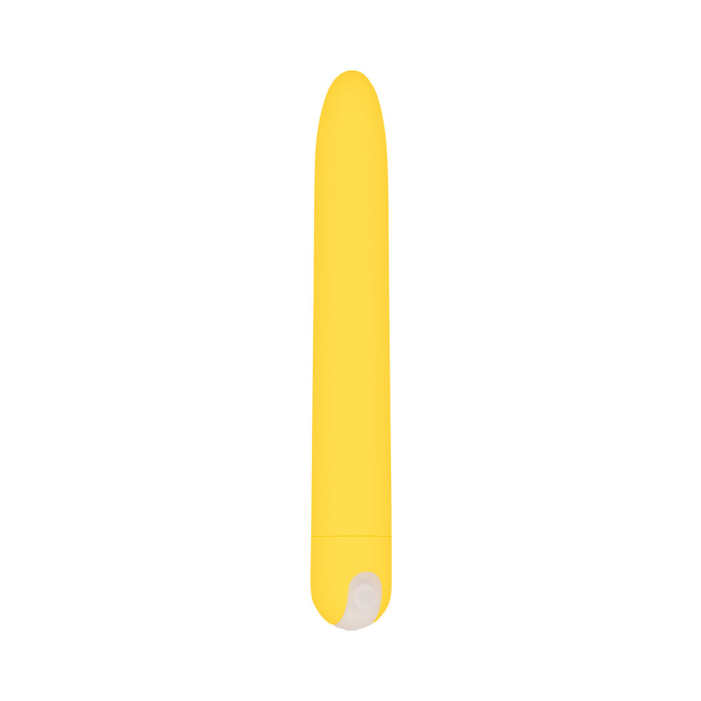EVOLVED - SUNNY SENSATIONS RECHARGEABLE SILICONE SLI MLINE VIBRATOR YELLOW