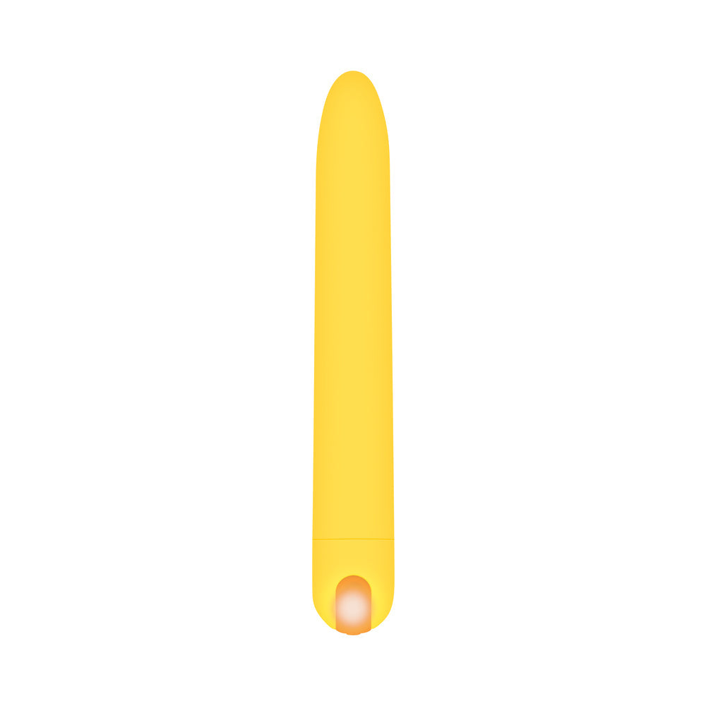 EVOLVED - SUNNY SENSATIONS RECHARGEABLE SILICONE SLI MLINE VIBRATOR YELLOW