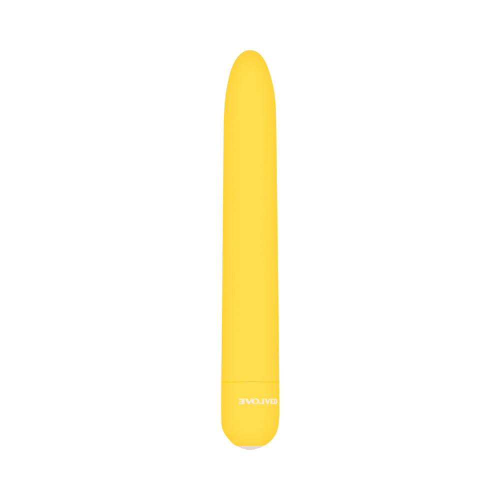 EVOLVED - SUNNY SENSATIONS RECHARGEABLE SILICONE SLI MLINE VIBRATOR YELLOW