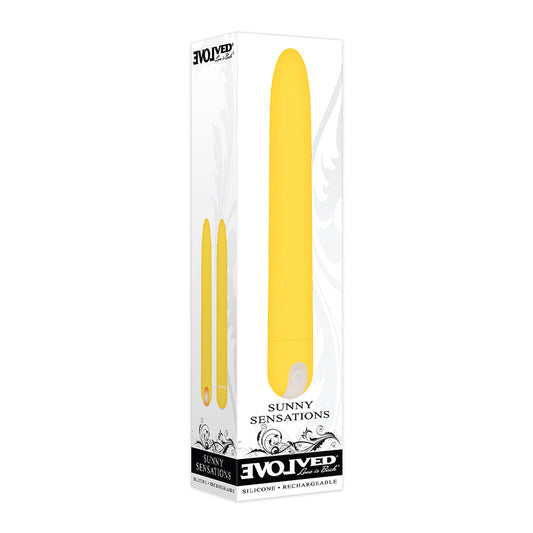EVOLVED SUNNY SENSATIONS RECHARGEABLE SILICONE SLI MLINE VIBRATOR YELLOW