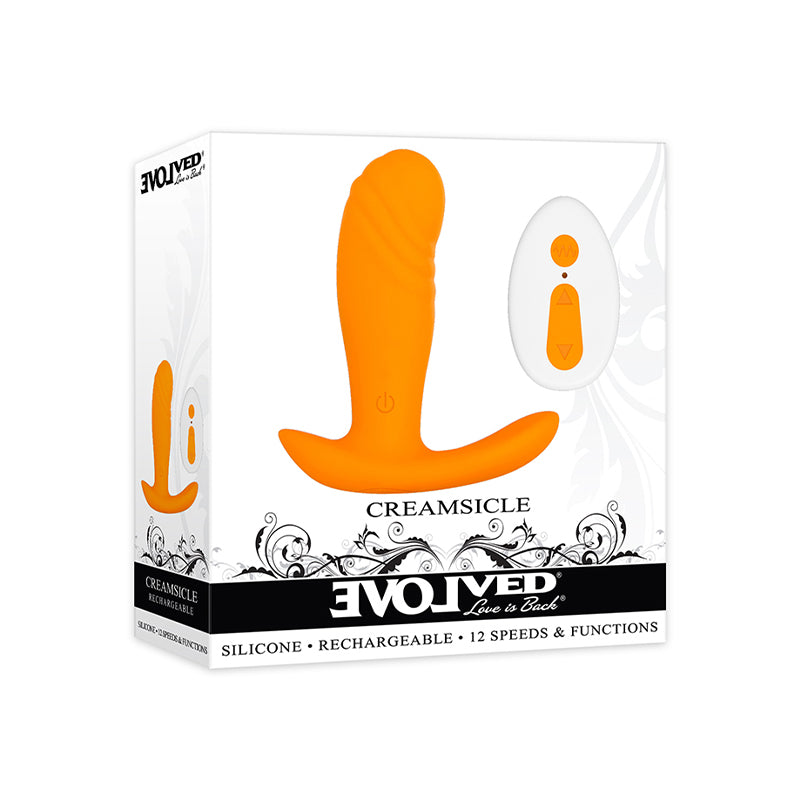 CREAMSICLE RECHARGEABLE REMOTE-CONTROLLED SILICONE G-SPOT AND PROSTATE MASSAGER ORANGE