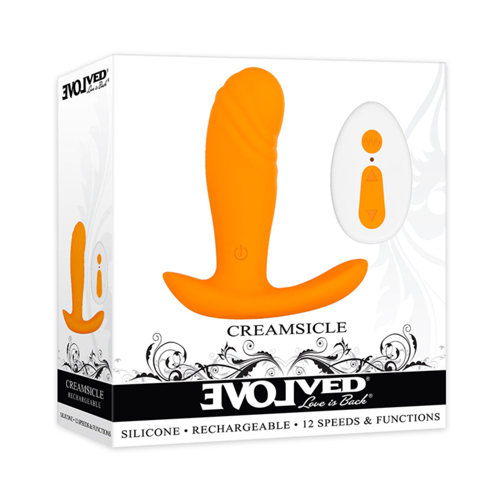 EVOLVED - CREAMSICLE RECHARGEABLE REMOTE-CONTROLLED SILICONE G-SPOT AND PROSTATE MASSAGER ORANGE