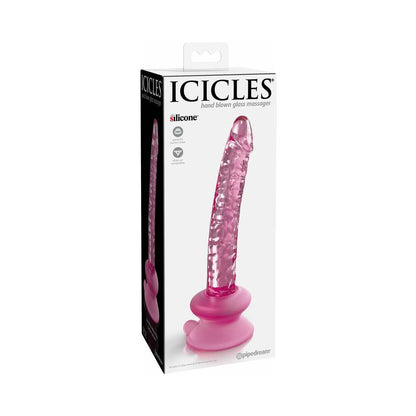 PIPEDREAM - ICICLES NO. 86 REALISTIC 7 IN. GLASS DILDO WITH SUCTION CUP PINK
