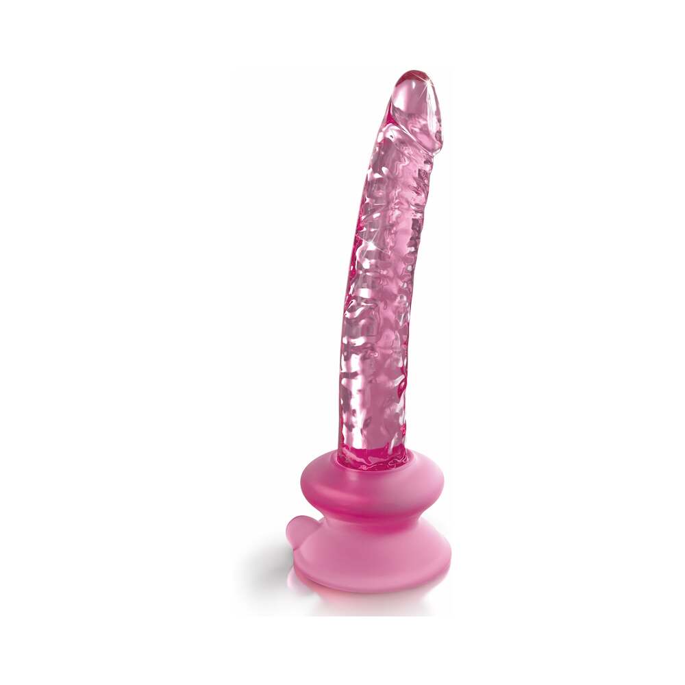 PIPEDREAM - ICICLES NO. 86 REALISTIC 7 IN. GLASS DILDO WITH SUCTION CUP PINK