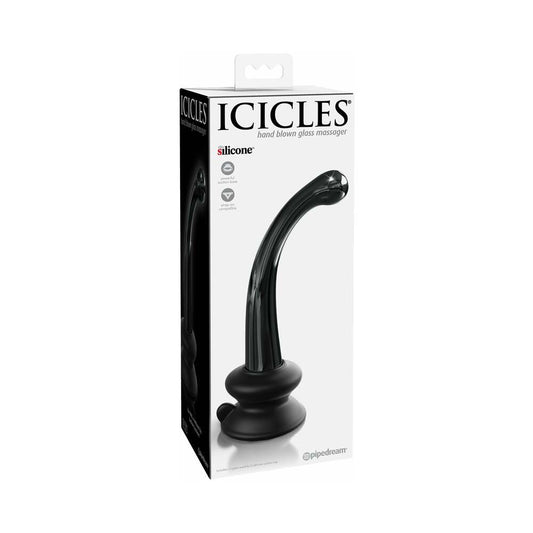 PIPEDREAM - ICICLES NO. 87 CURVED GLASS G-SPOT MASSAGER WITH SUCTION CUP BLACK