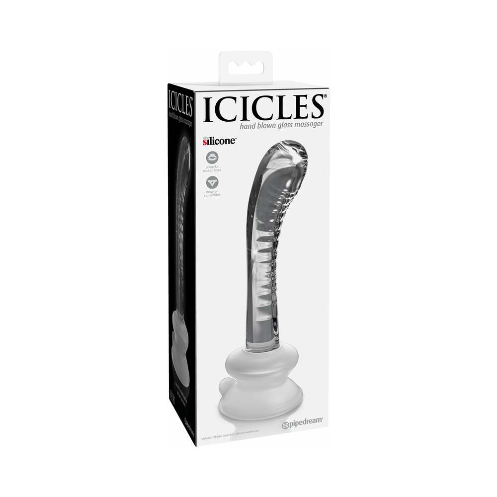 PIPEDREAM - ICICLES NO. 88 CURVED GLASS G-SPOT MASSAGER WITH SUCTION CUP CLEAR