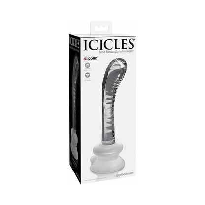 PIPEDREAM - ICICLES NO. 88 CURVED GLASS G-SPOT MASSAGER WITH SUCTION CUP CLEAR