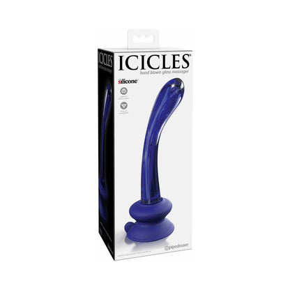 PIPEDREAM - ICICLES NO. 89 CURVED GLASS G-SPOT MASSAGER WITH SUCTION CUP BLUE