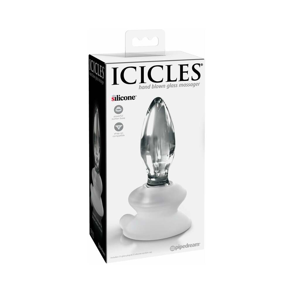 PIPEDREAM - ICICLES NO. 91 GLASS ANAL PLUG WITH SUCTION CUP CLEAR