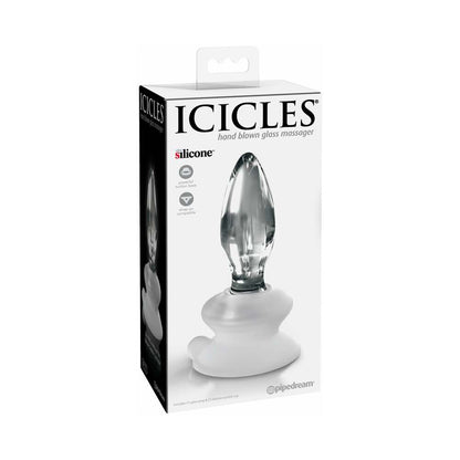 PIPEDREAM - ICICLES NO. 91 GLASS ANAL PLUG WITH SUCTION CUP CLEAR