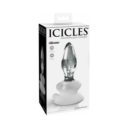 PIPEDREAM - ICICLES NO. 91 GLASS ANAL PLUG WITH SUCTION CUP CLEAR