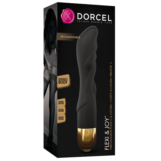 LOVELY PLANET - DORCEL FLEXI & JOY BENDABLE SILICONE G-SPOT AND CLITORIS VIBRATOR BLACK/GOLD