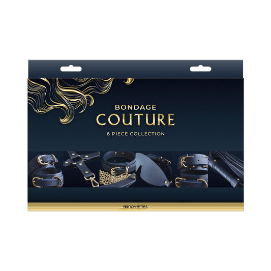 NS NOVELTIES - COLLECTION BONDAGE COUTURE 6 PIÈCES BLEUE