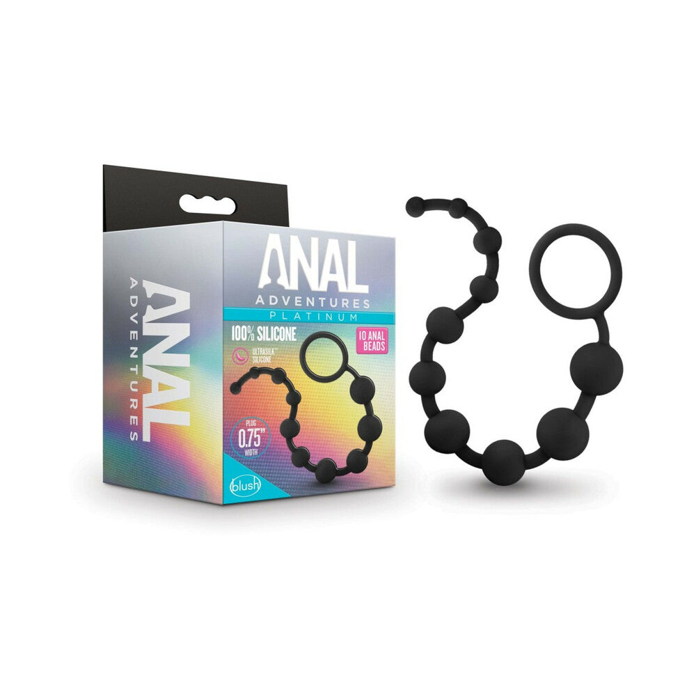 BLUSH - ANAL ADVENTURES PLATINUM SILICONE 10 ANAL BEADS BLACK