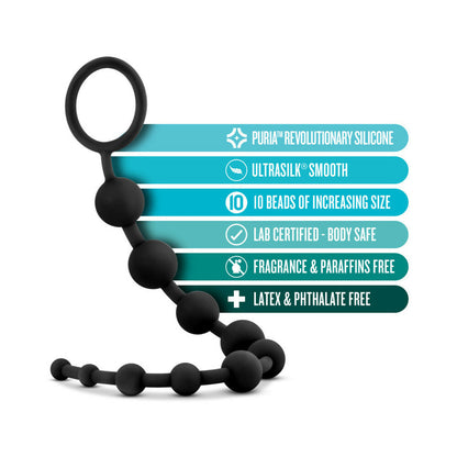 BLUSH - ANAL ADVENTURES PLATINUM SILICONE 10 ANAL BEADS BLACK