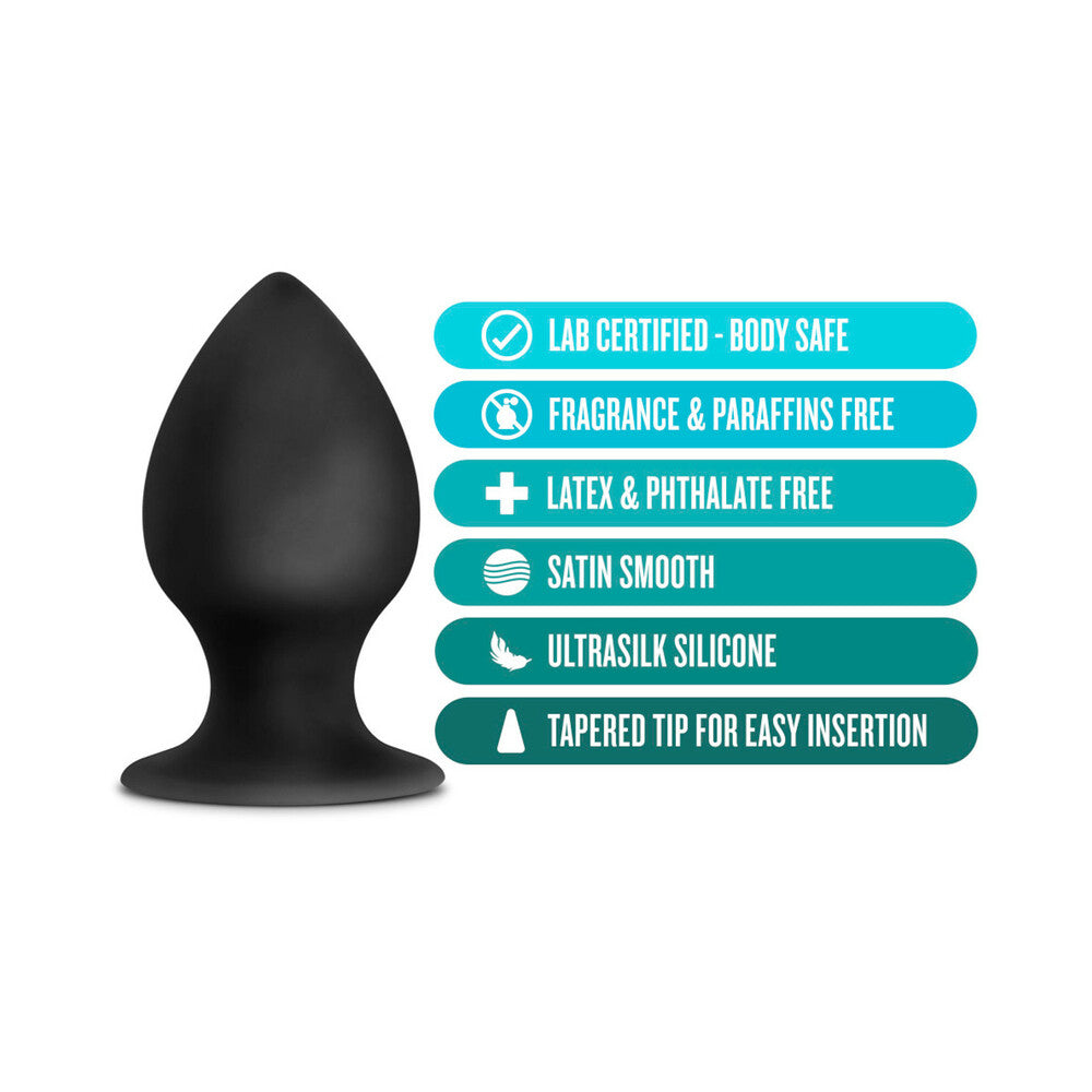 ANAL ADVENTURES PLATINUM SILICONE ANAL STOUT PLUG LARGE BLACK