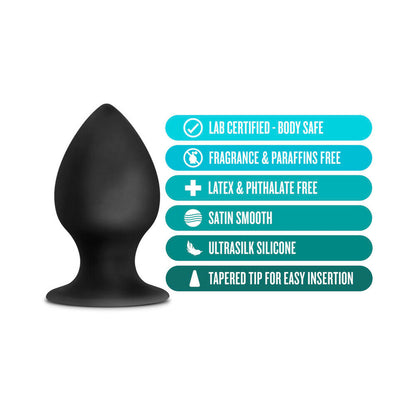 ANAL ADVENTURES PLATINUM SILICONE ANAL STOUT PLUG LARGE BLACK